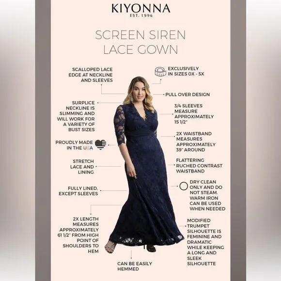 Kiyonna Screen Siren Lace Evening Gown